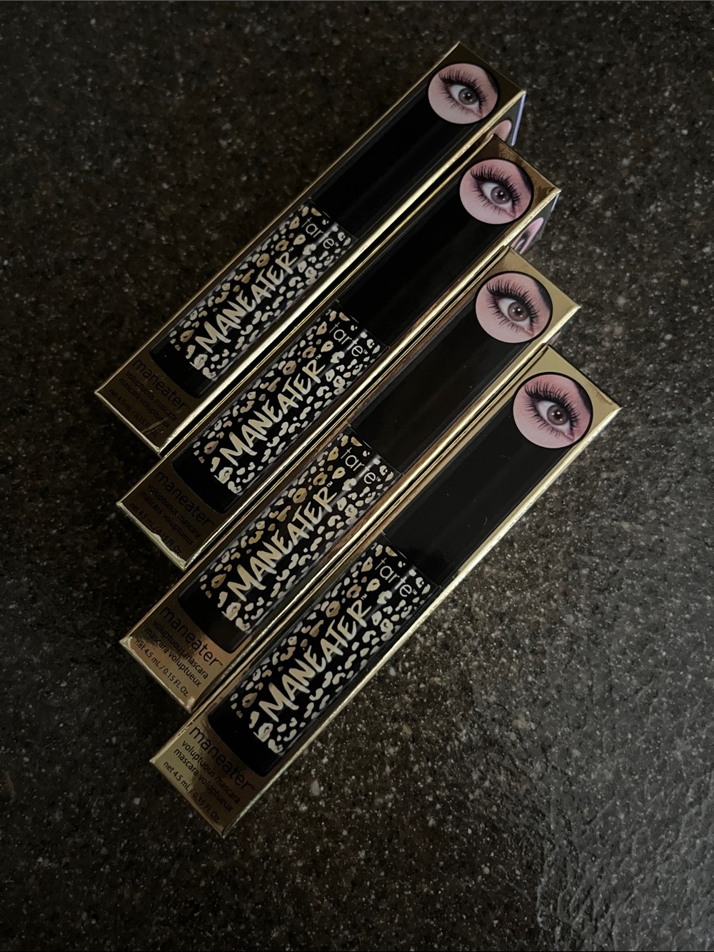 Tarte Maneater Voluptuous Mascara / .015 oz. Travel Size.  Pack of 4 / Black NIB